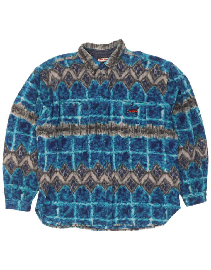 Invicta Fleeceskjorte til mænd XL Blå Argyle/Diamond Polyester