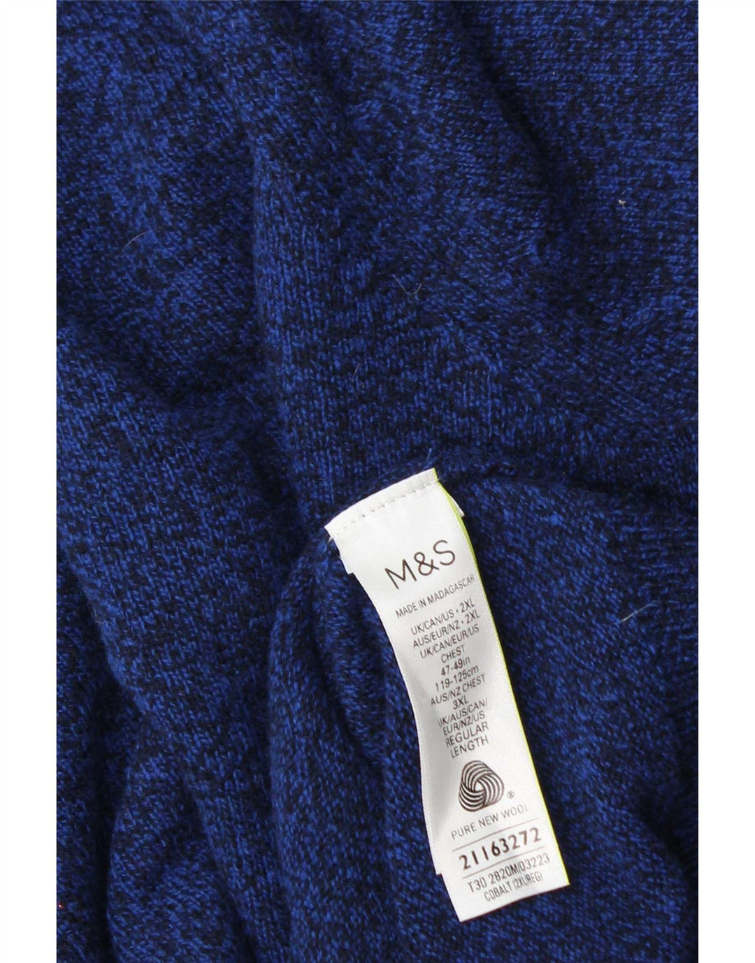 Marks & Spencer Herre sweater med rund hals 2XL blå uld