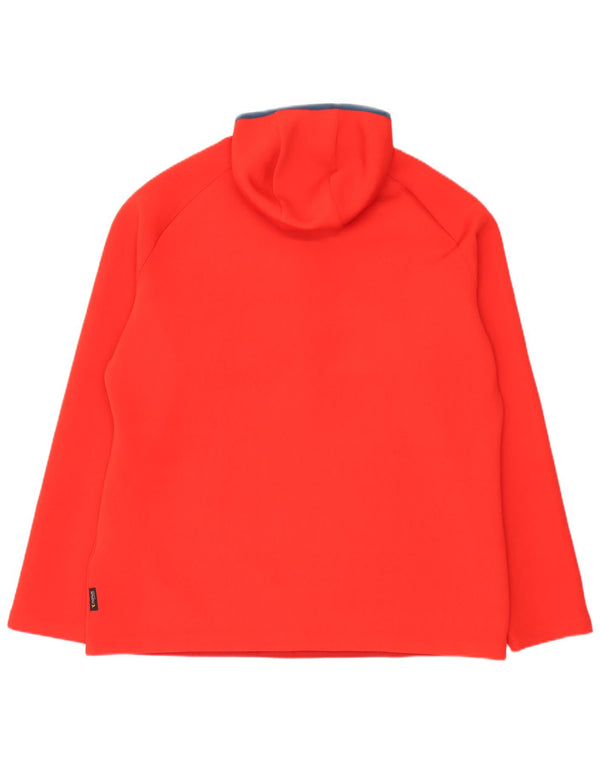 Jack Wolfskin Fleece Jumper med hætte til mænd UK 48 3XL Rød Colourblock