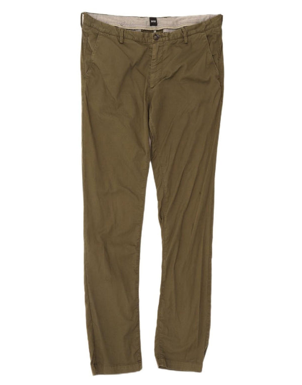 Hugo Boss Herre Slim Chino Bukser EU 48 Medium W34 L32 Khaki Bomuld
