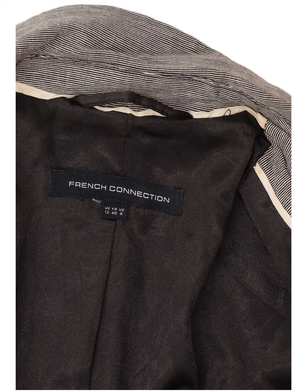 French Connection Dame 2 Button Blazer Jacket UK 12 Medium Grey Pinstripe