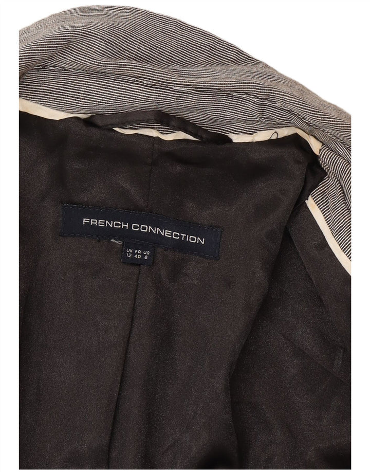 French Connection Dame 2 Button Blazer Jacket UK 12 Medium Grey Pinstripe