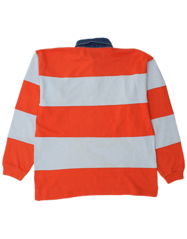 Basic Langærmet Rugby Polo Shirt til mænd Medium rødstribet bomuld