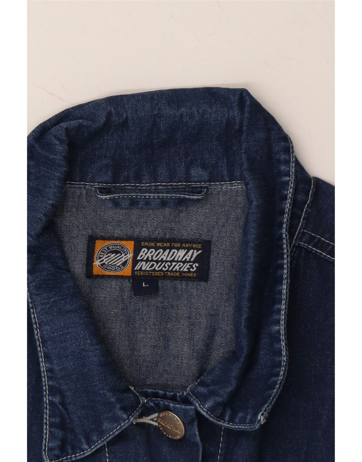 VINTAGE Womens Denim Jacket UK 16 Large Navy Blue Cotton Vintage Vintage and Second-Hand Vintage from Messina Hembry 