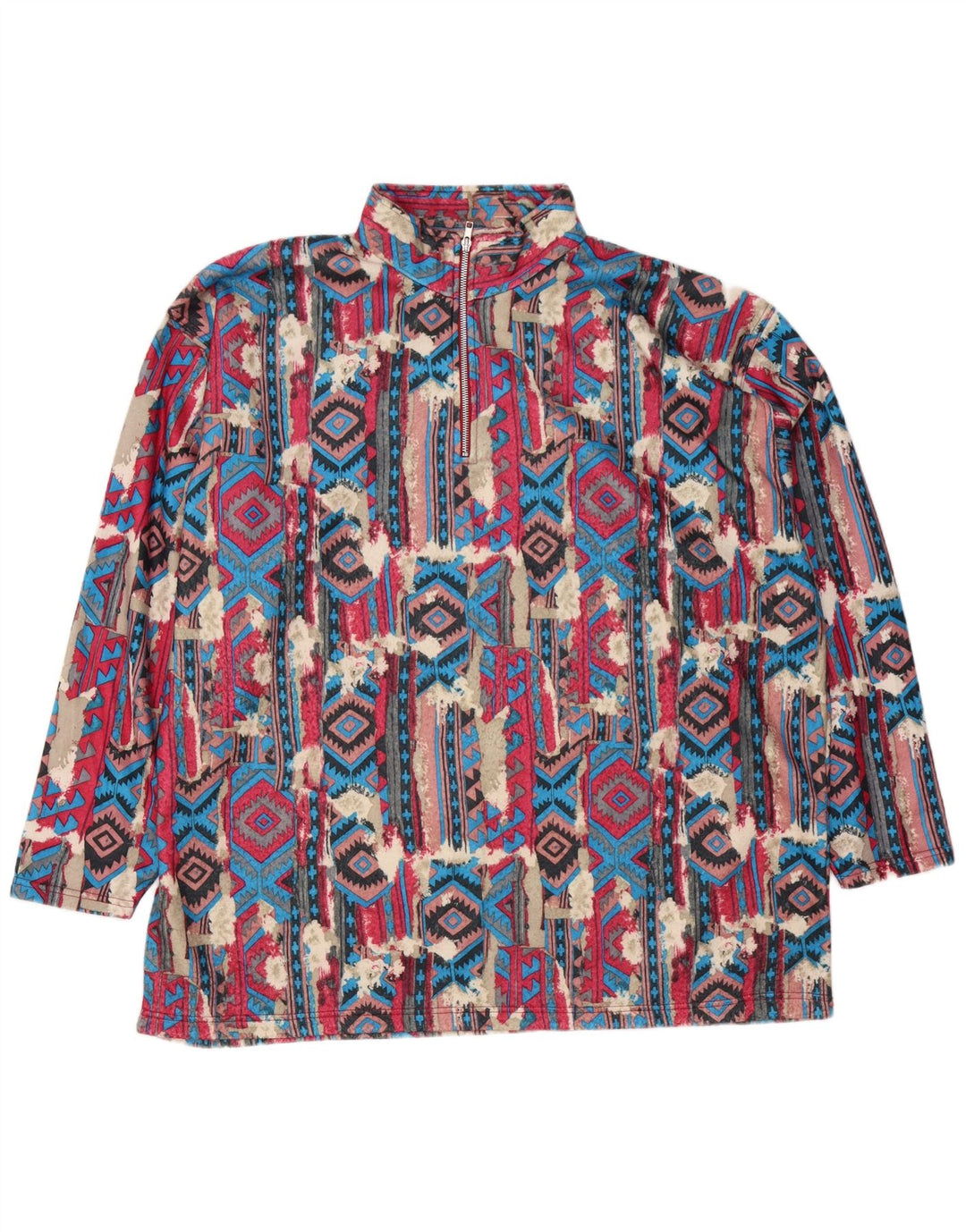 Enrico Leoni Mens Zip Neck Sweatshirt Jumper 2XL Multicoloured Geometric