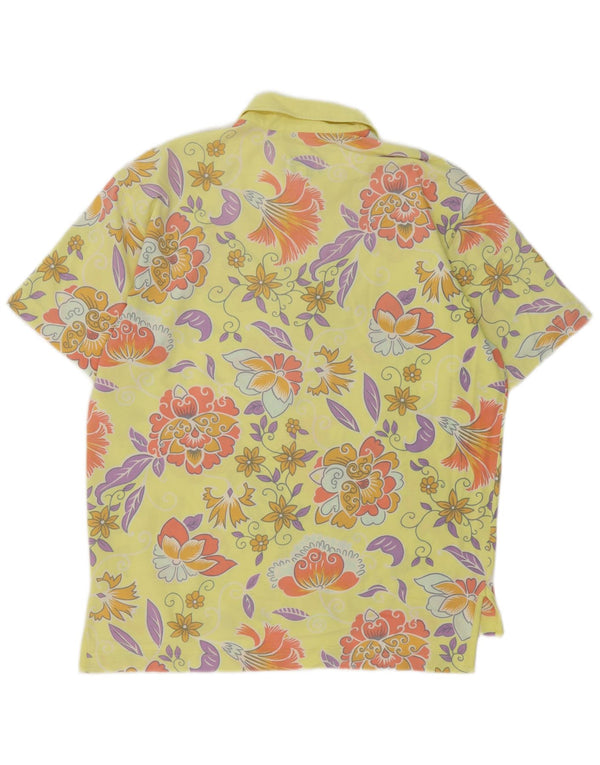 Benetton Herre Regular Fit Polo Shirt Medium Gul Floral Bomuld