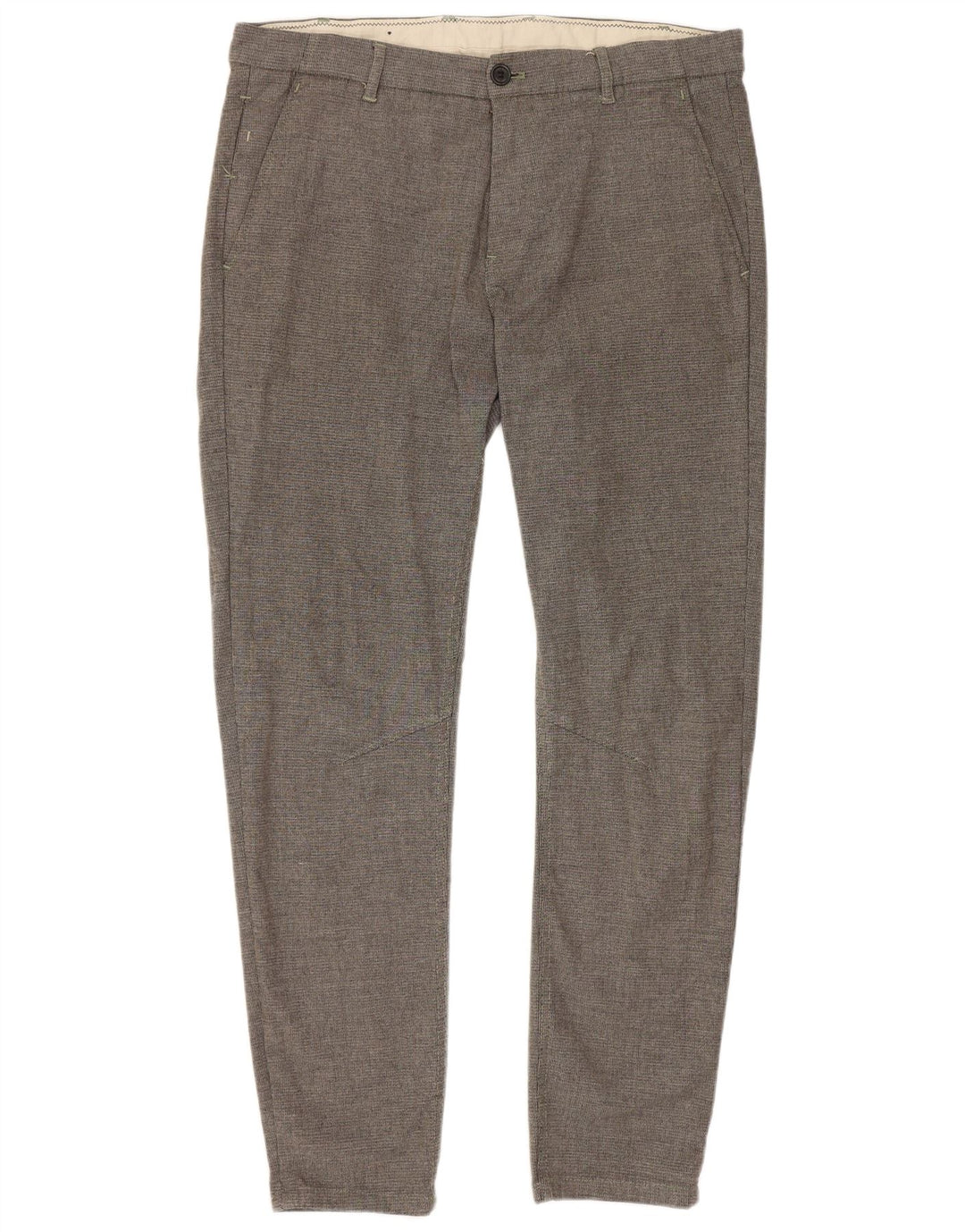 Zara Dame Slim Chino Bukser EU 42 Large W32 L28 Grå Polyester