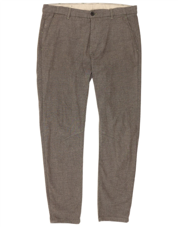 Zara Dame Slim Chino Bukser EU 42 Large W32 L28 Grå Polyester