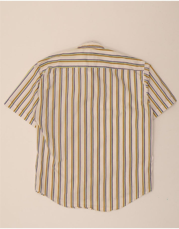 TOUCAN COUNTRY Mens Short Sleeve Shirt XL White Striped Polyester Vintage Toucan Country and Second-Hand Toucan Country from Messina Hembry 