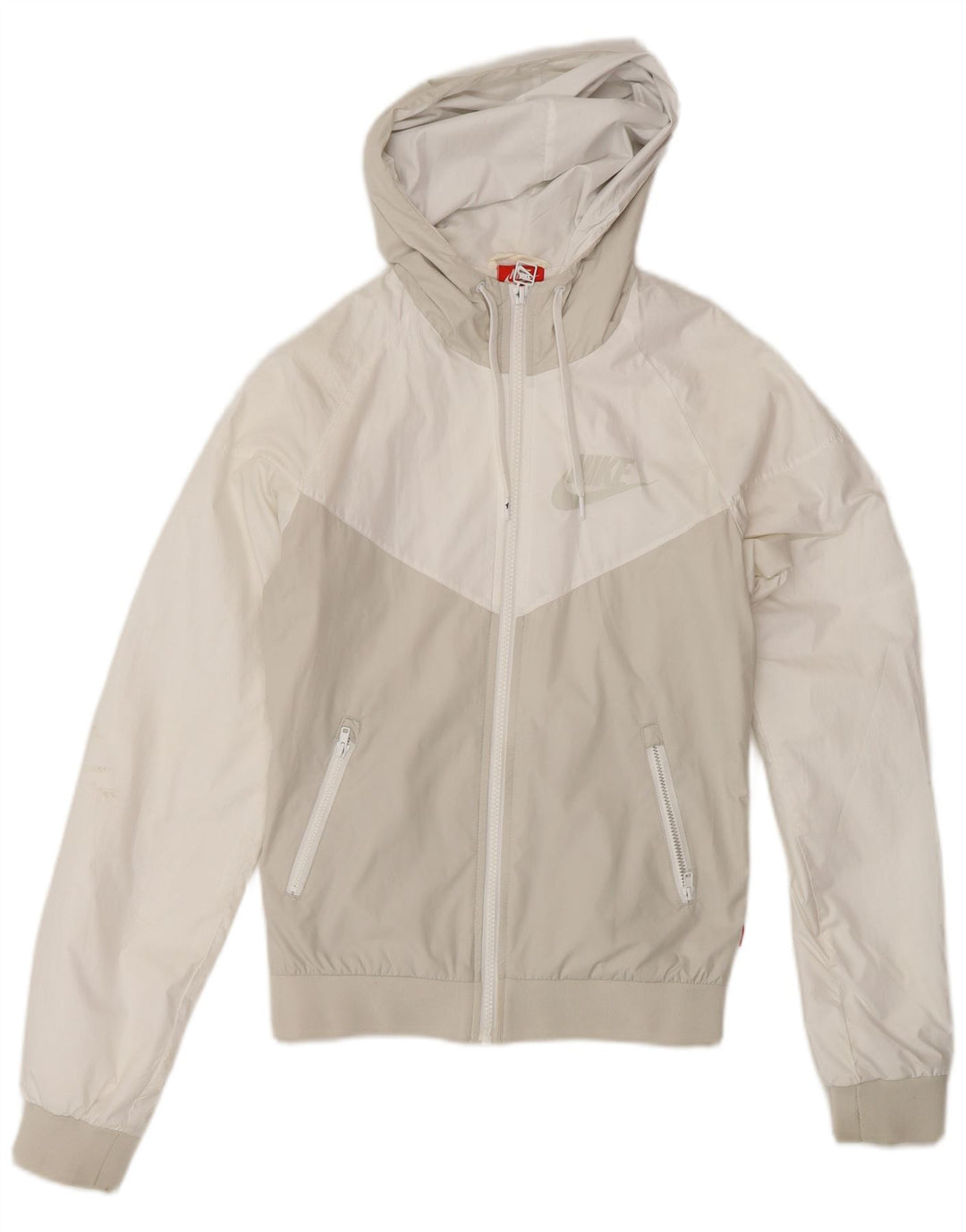 Nike dame træningsdragt med hætte topjakke UK 6 XS Hvid Colourblock Polyester