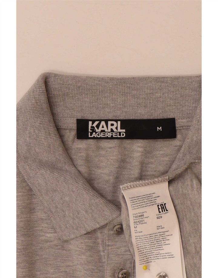 Karl Lagerfeld Herre grafisk poloshirt Medium Grey Flecked Bomuld