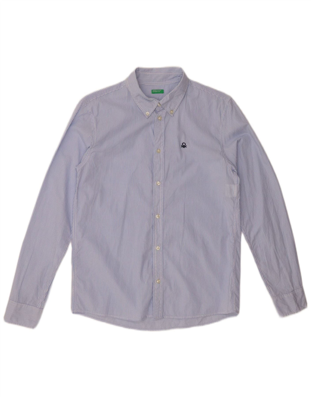 BENETTON drengeskjorte 13-14 år 3XL blå nålestribet bomuld