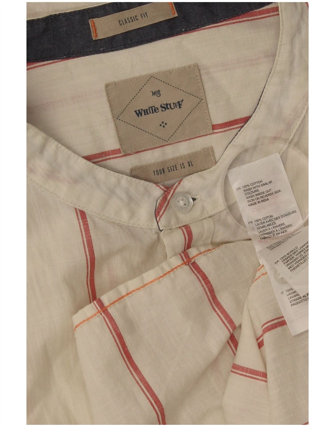 White Stuff Herre Classic Fit skjorte XL Hvid stribet bomuld