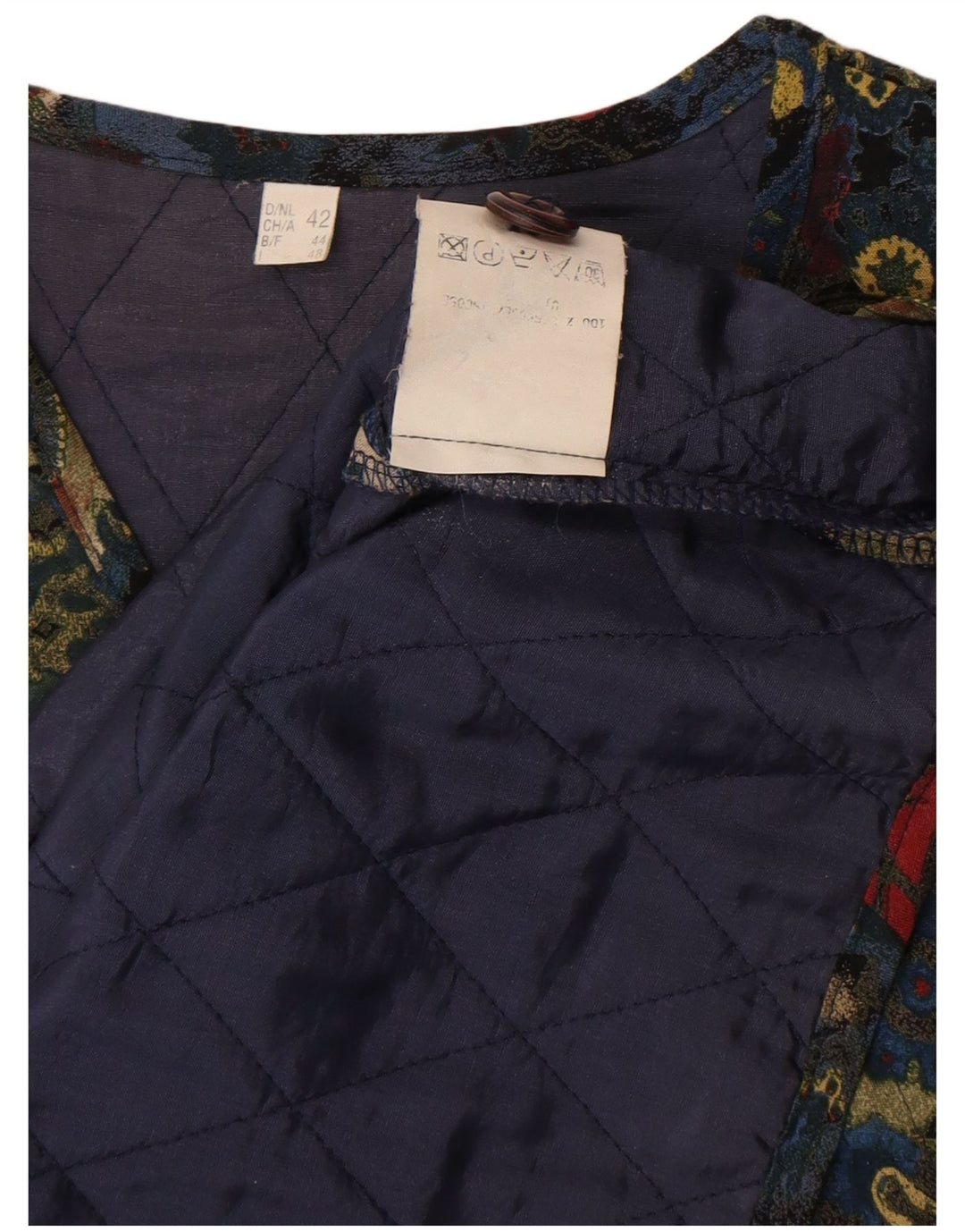 Vintage Dame Quilted Gilet EU 42 Stor Flerfarvet Paisley