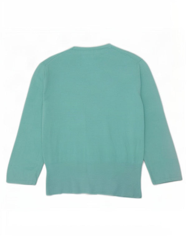 Oasis dame cardigan sweater med 3/4 ærmer UK 14 medium turkis bomuld