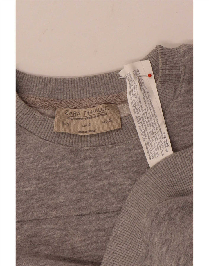 Zara Dame Trafaluc Oversized Sweatshirt Jumper UK 10 Small Grey Flecked