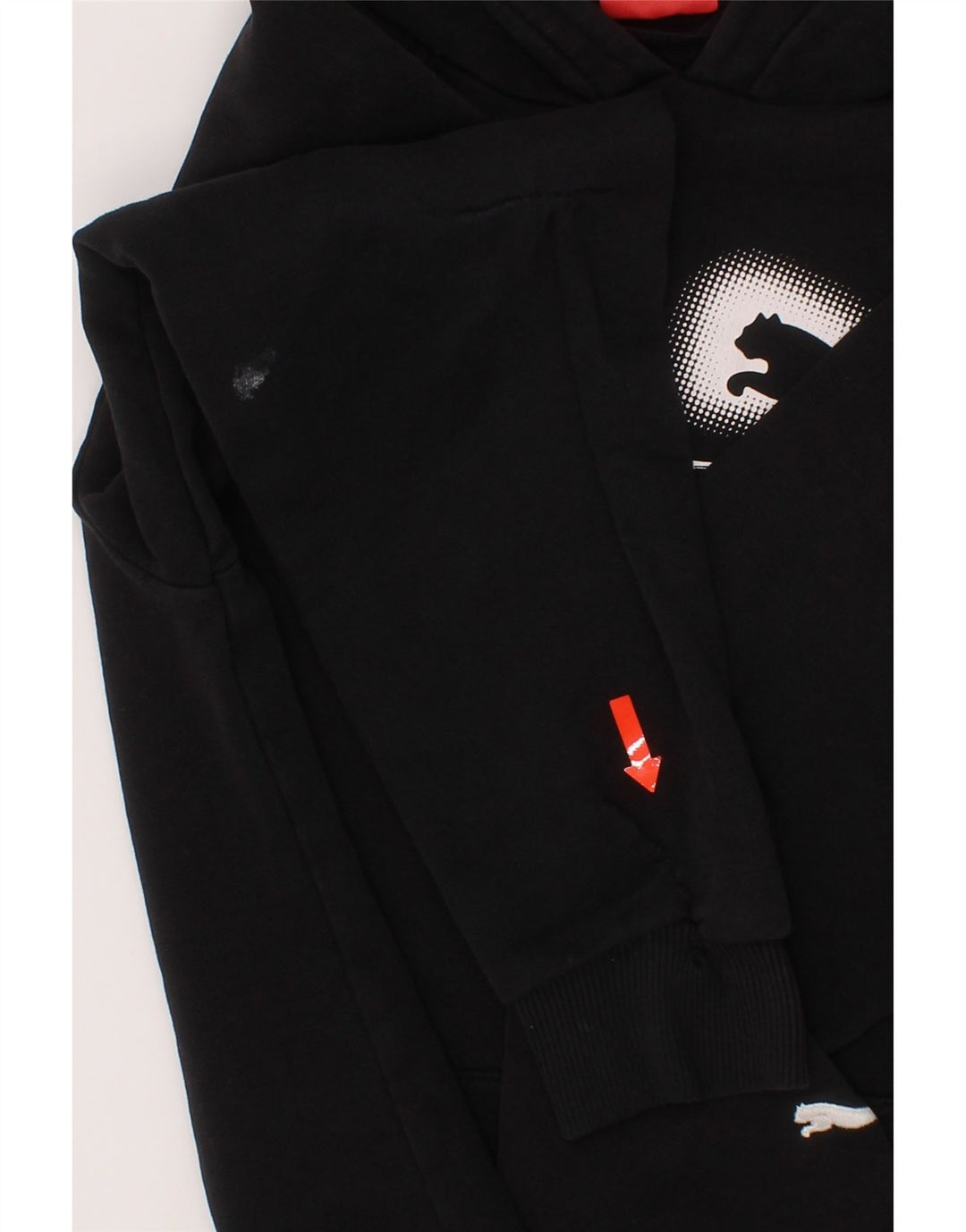 PUMA Boys Graphic Hoodie Jumper 11-12 Years Black Vintage Puma and Second-Hand Puma from Messina Hembry 