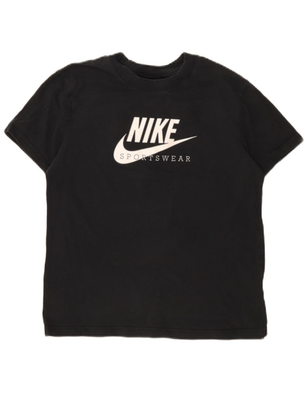 Nike grafisk T-shirt top til kvinder, UK 6 XS Sort Colourblock Bomuld