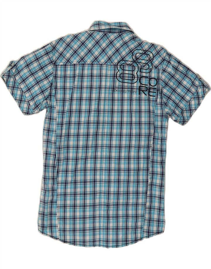 JACK & JONES Mens Short Sleeve Shirt Medium Blue Check Cotton Vintage Jack & Jones and Second-Hand Jack & Jones from Messina Hembry 