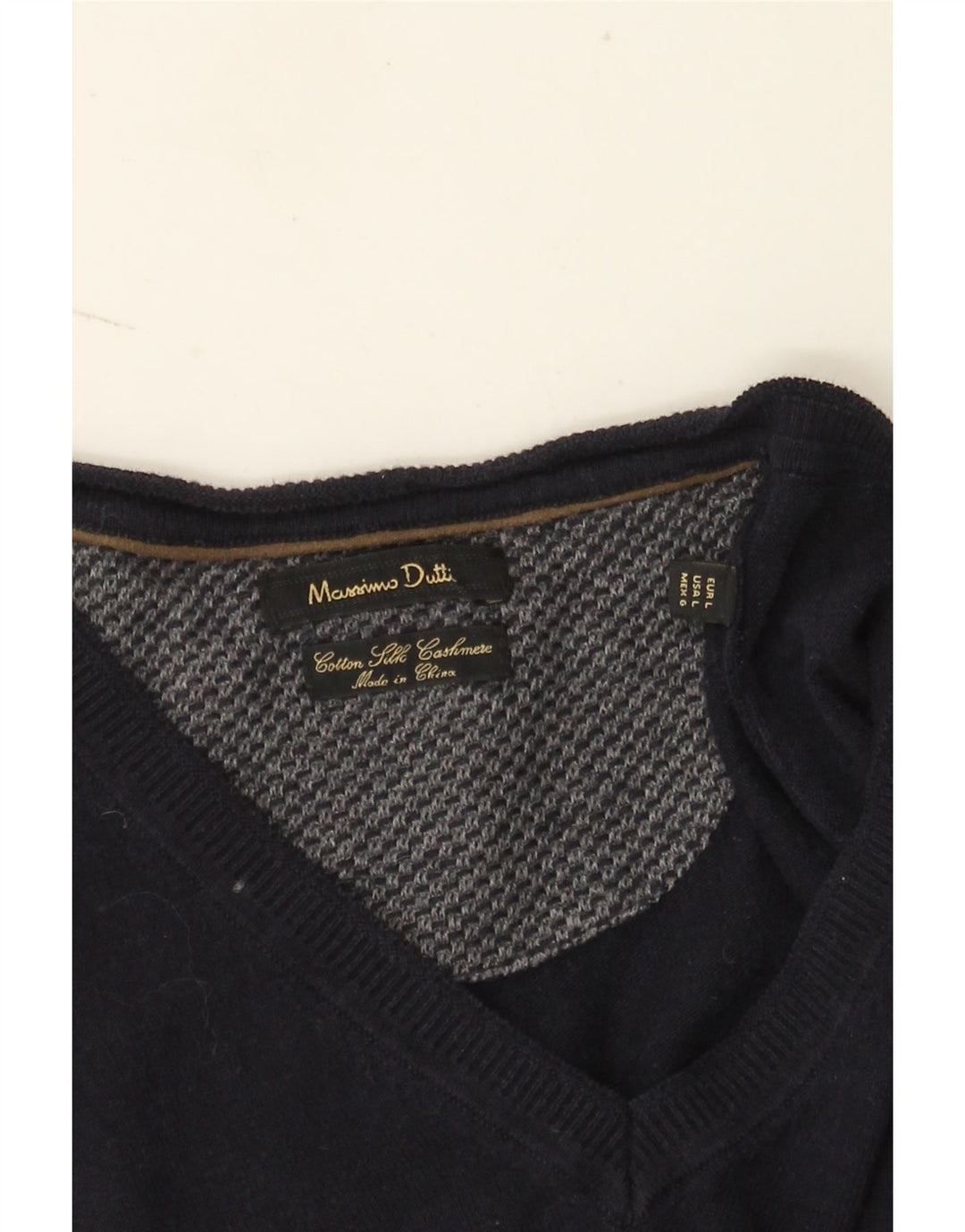 Massimo Dutti Herre V-hals sweater Stor marineblå bomuld
