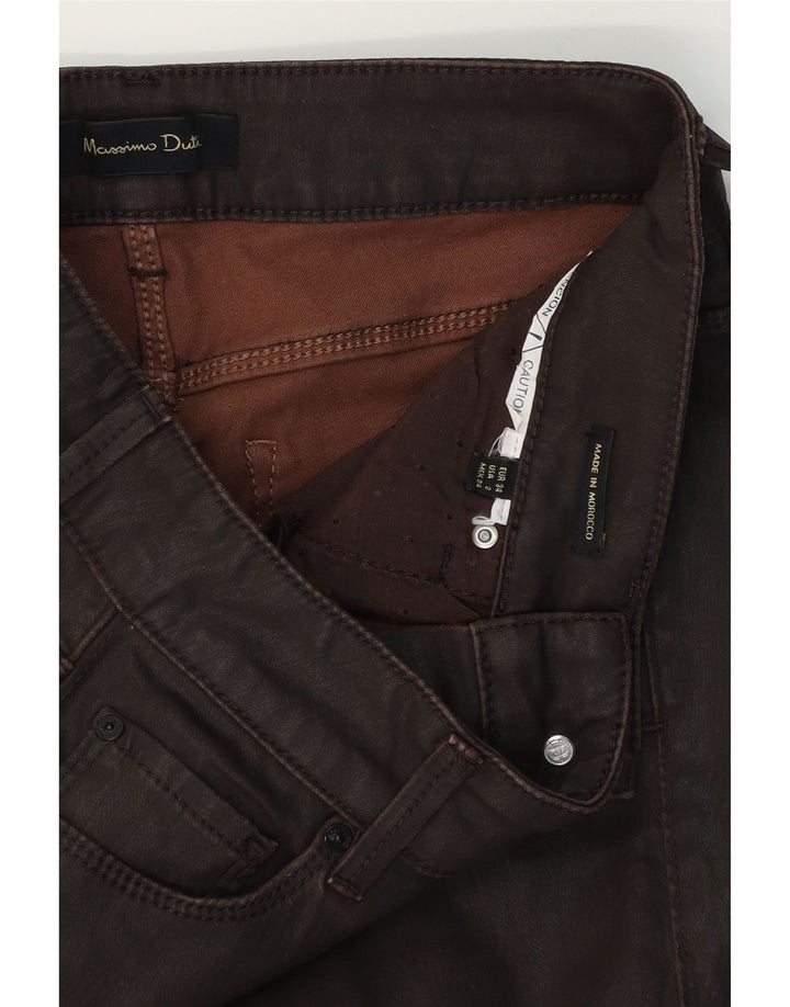 MASSIMO DUTTI Womens Waxed Casual Trousers W24 L30 Brown Vintage Massimo Dutti and Second-Hand Massimo Dutti from Messina Hembry 