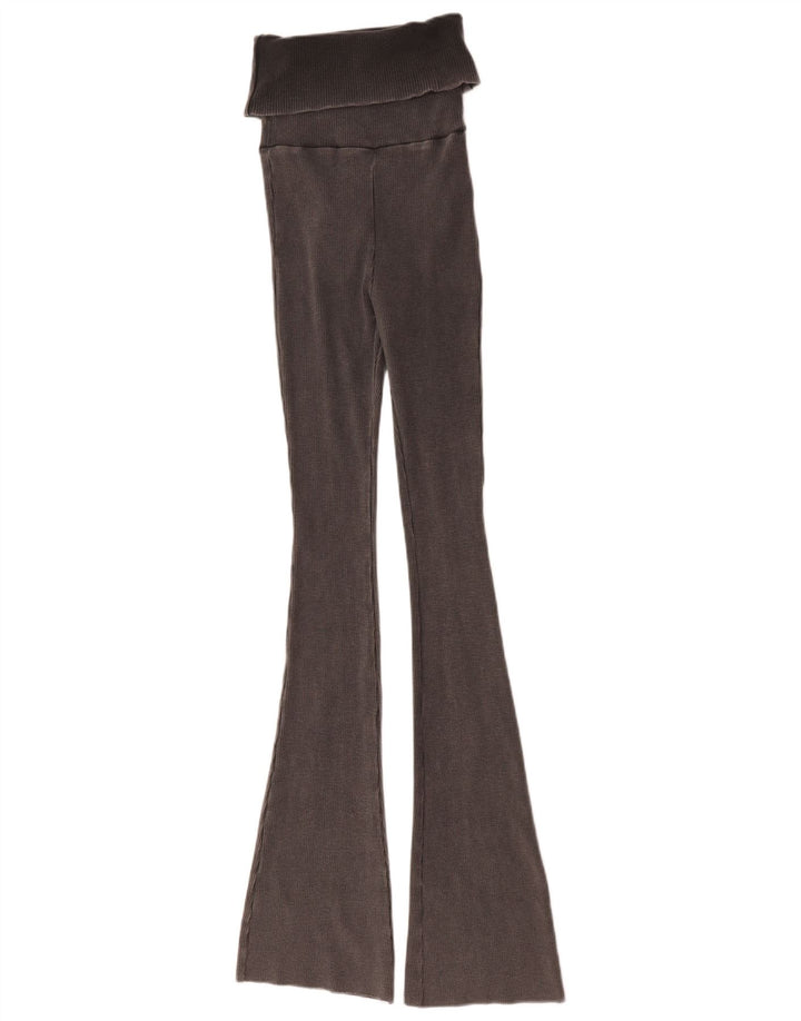 Zara Dame Flare Leggings UK 8 Small Grey Bomuld