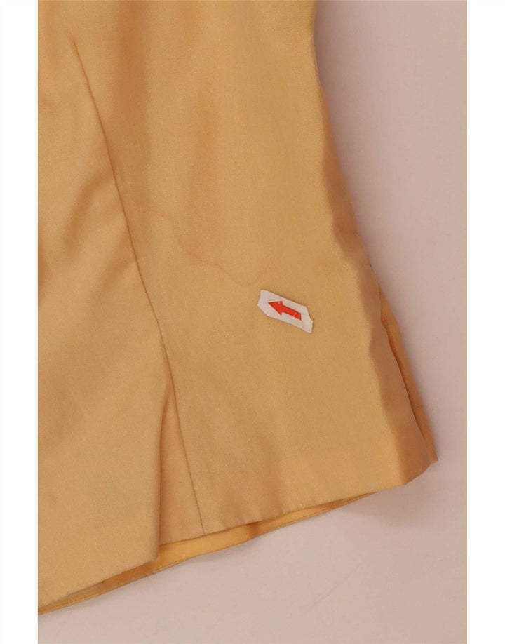 Vintage Womens Crop Ærmeløs bluse Top UK 12 Medium Yellow