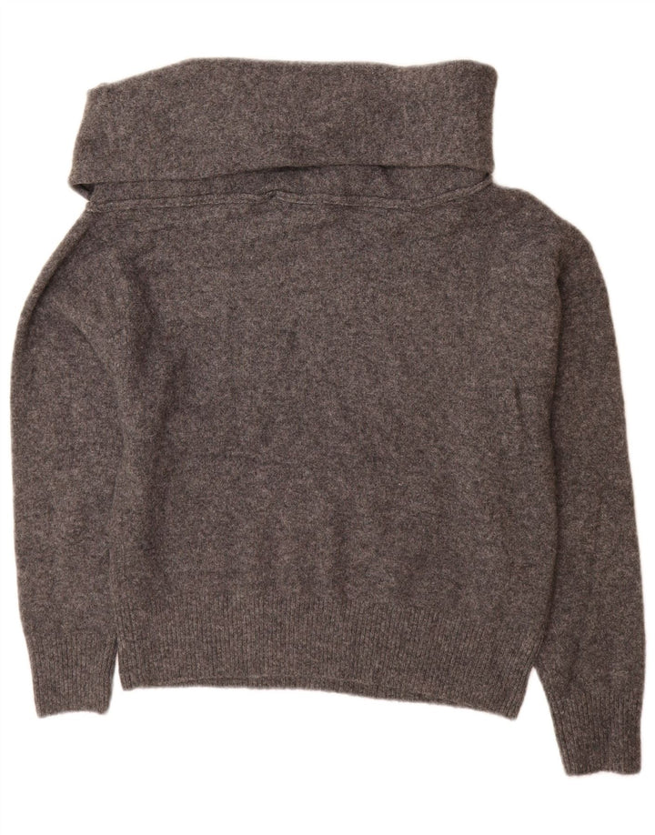 Zara Dame Oversized Shawl Neck Jumper Sweater UK 10 Small Grey Polyester