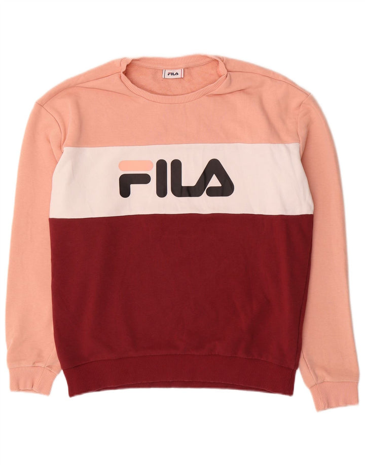 FILA Sweatshirt Jumper til kvinder UK 16 Stor flerfarvet farveblok