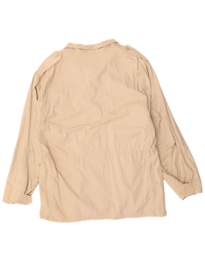 VINTAGE Herre Military Jacket UK 40 Stor Beige Bomuld