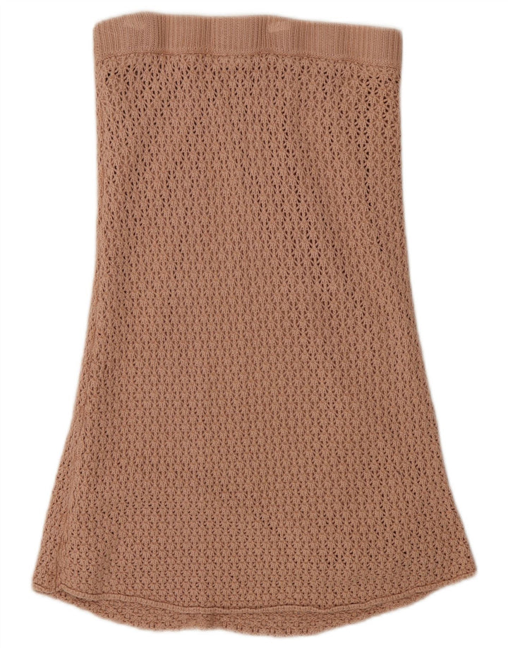 Zara hæklet A-linje nederdel lille W26 beige polyester