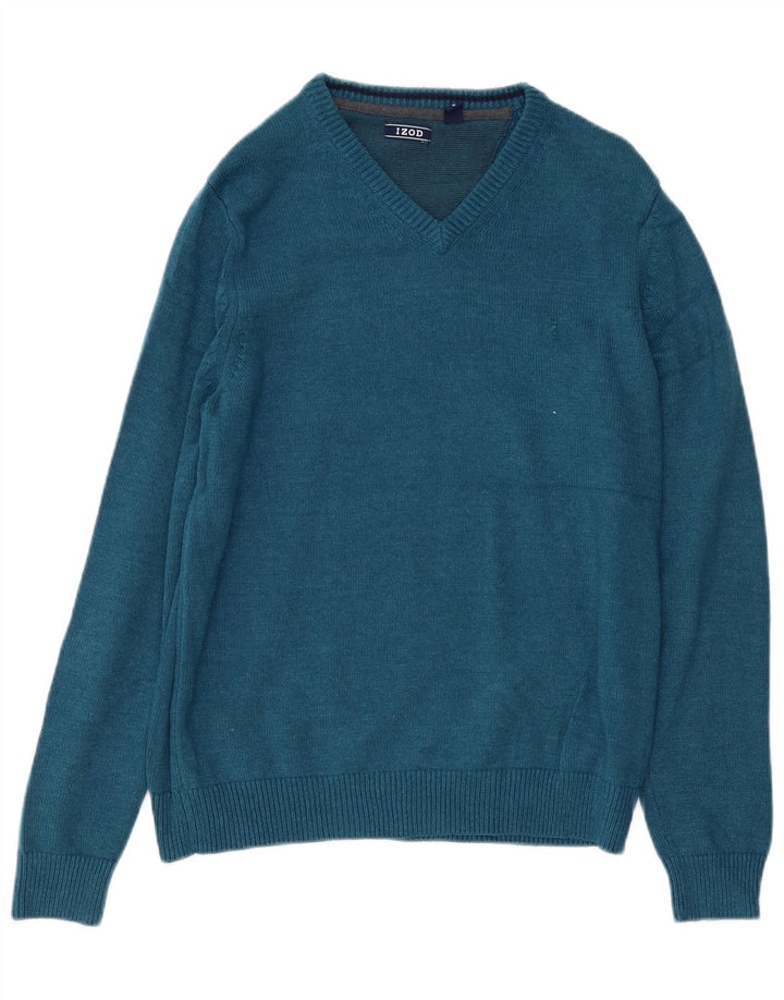 IZOD Herre V-hals sweater mellemblå bomuld