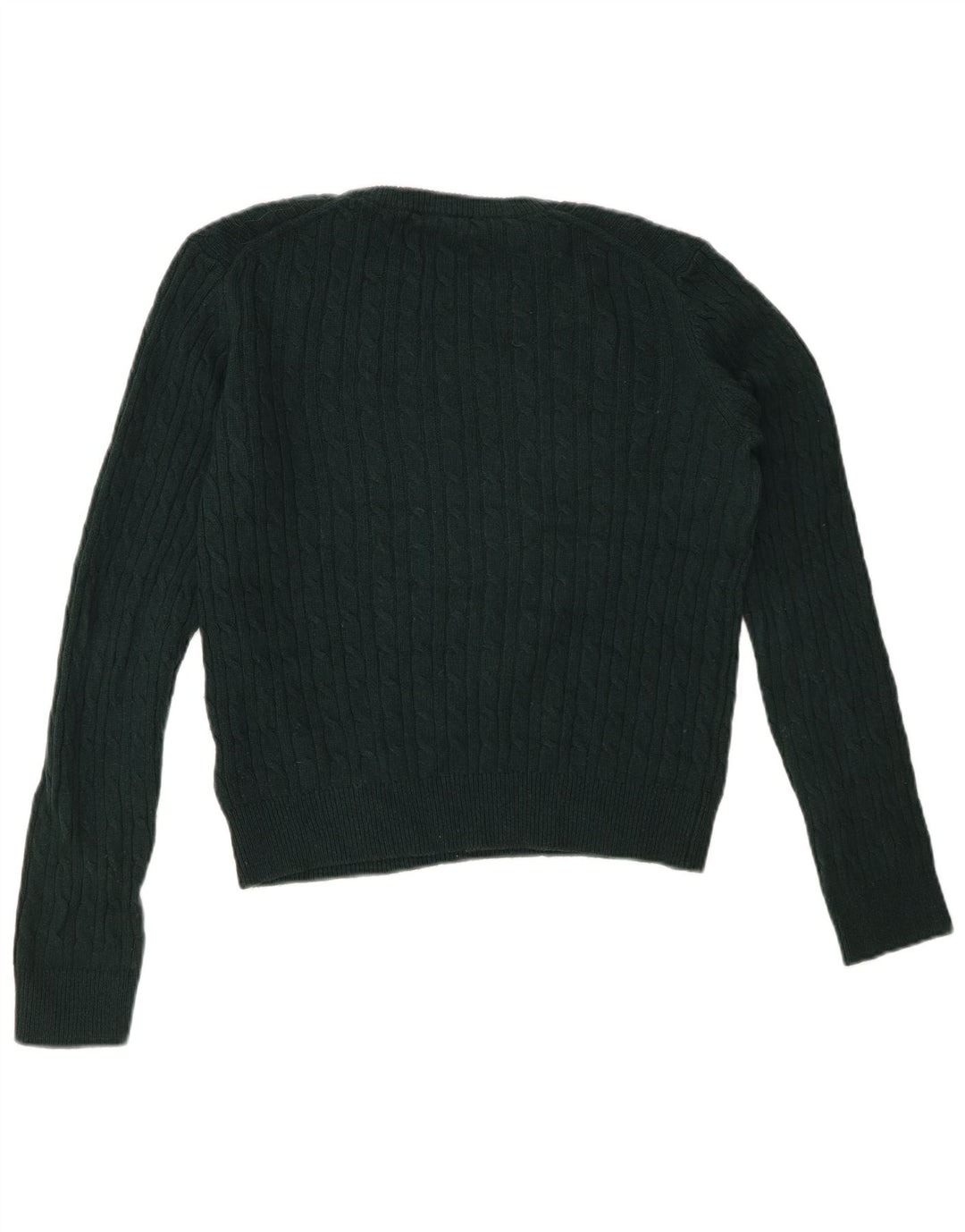 JACK WILLS Dame Crop Crew Neck Jumper Sweater UK 12 Medium Green Wool