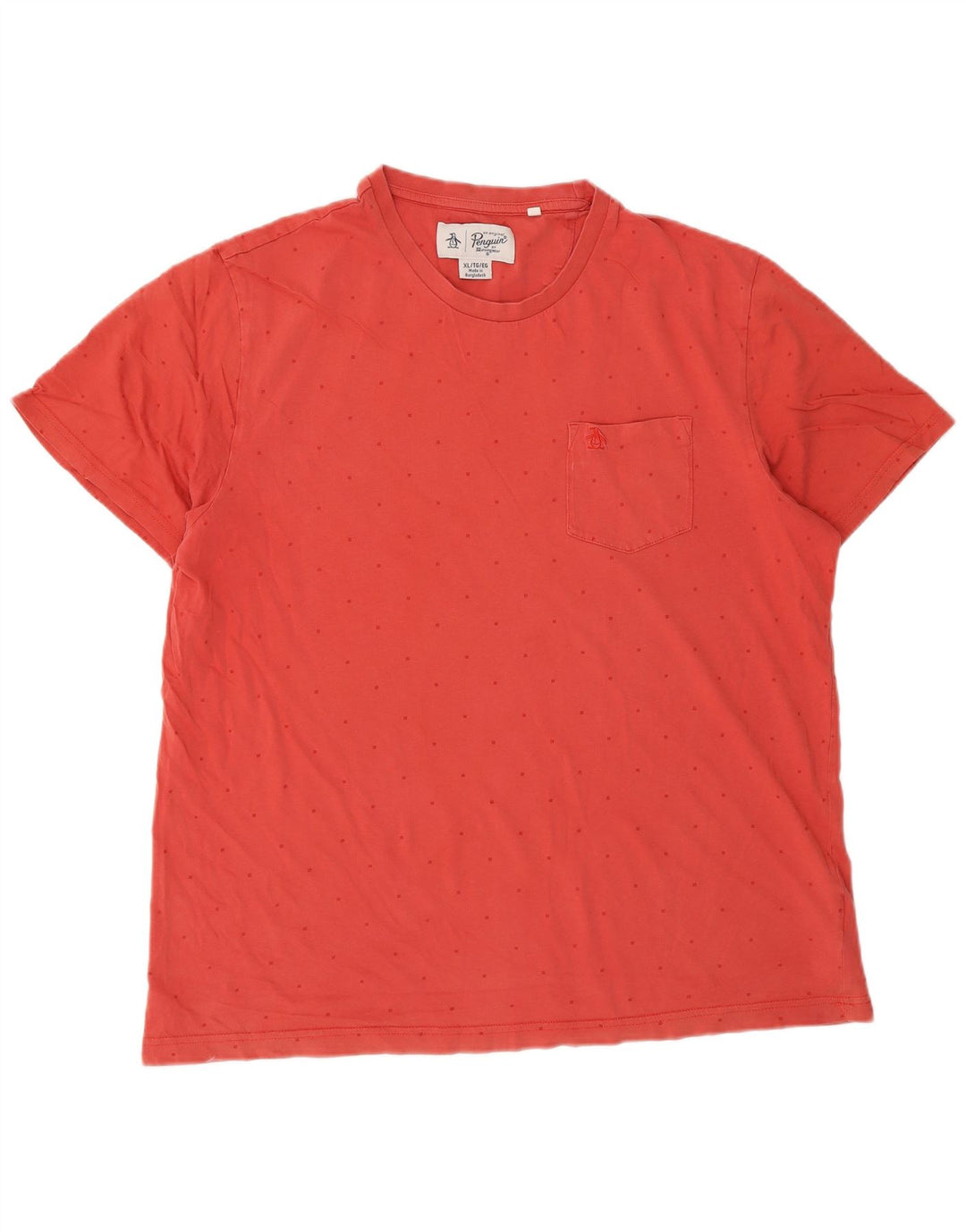 Penguin Herre T-Shirt Top XL Rød Plettet Bomuld
