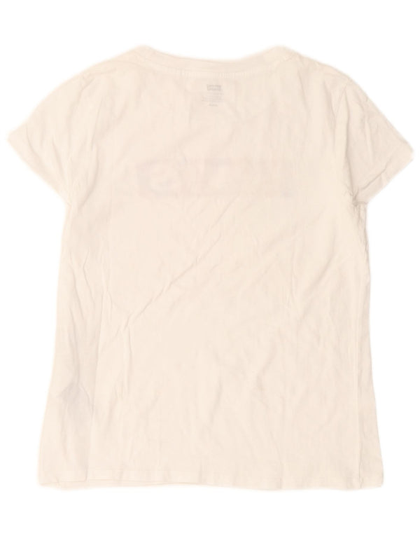 Levi's Grafisk T-shirt top til kvinder UK 12 Medium hvid bomuld