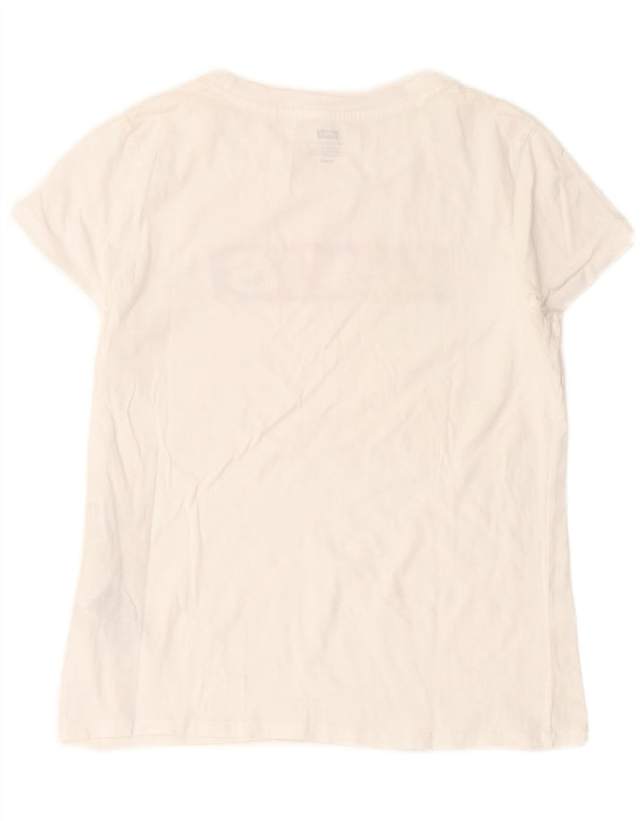 Levi's Grafisk T-shirt top til kvinder UK 12 Medium hvid bomuld