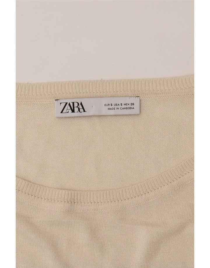 Zara Womens Bolero Top UK 10 Small Off White Stribet