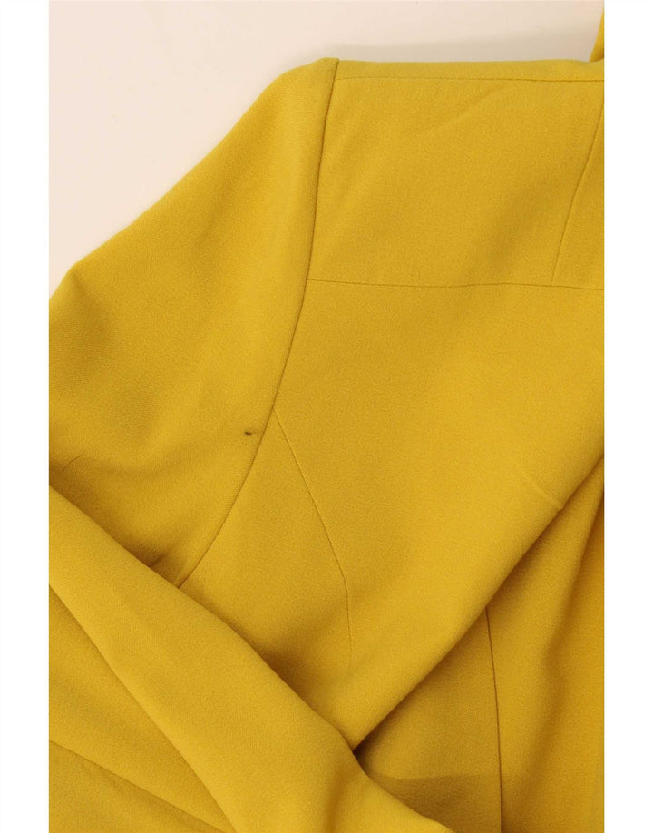 Marks & Spencer Womens Open Blazer Jacket UK 12 Medium Yellow Polyester