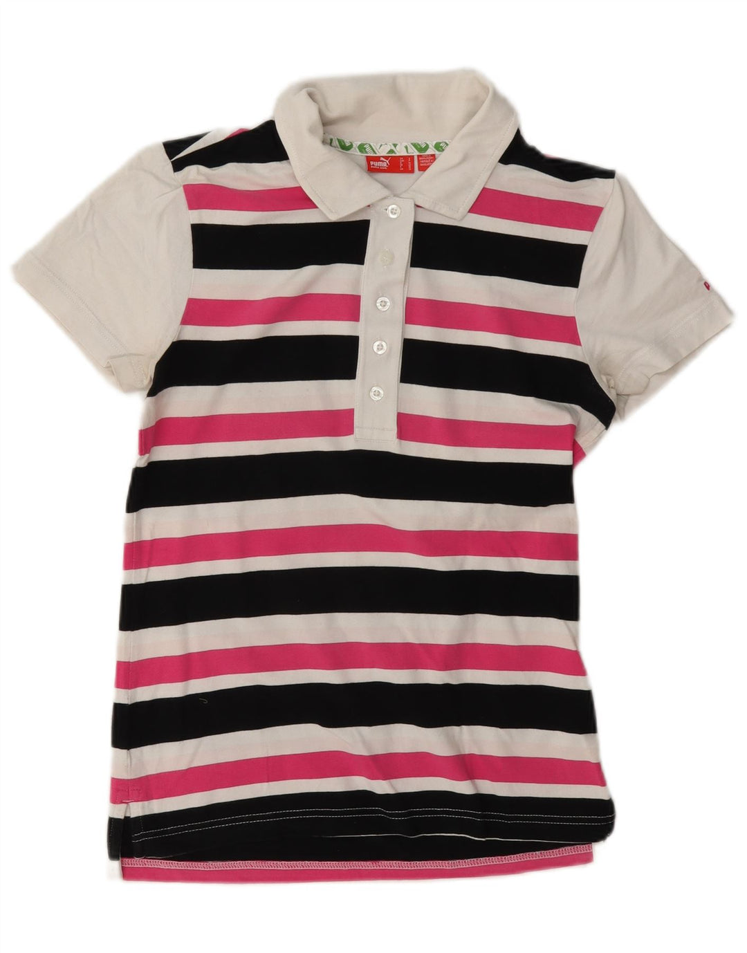 Puma Dame Polo Shirt UK 10 Lille Flerfarvet Stribet