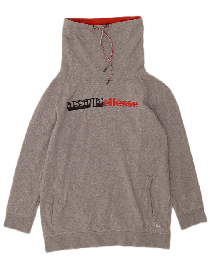 Ellesse Womens Grafisk Oversized Sweatshirt Jumper UK 10 Small Grey Flecked