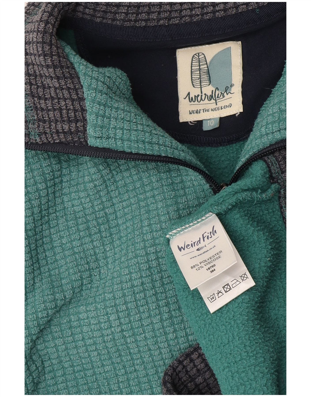 WEIRD FISH Fleecetrøje med lynlås til kvinder UK 10 Lille grøn polyester