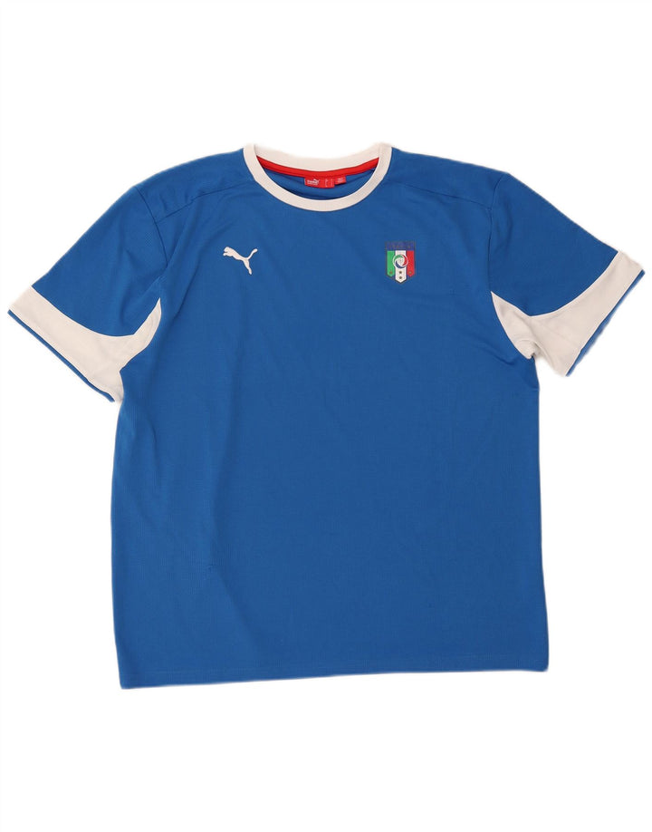Puma Herre Italia Grafisk T-Shirt Top Stor Blå Colourblock
