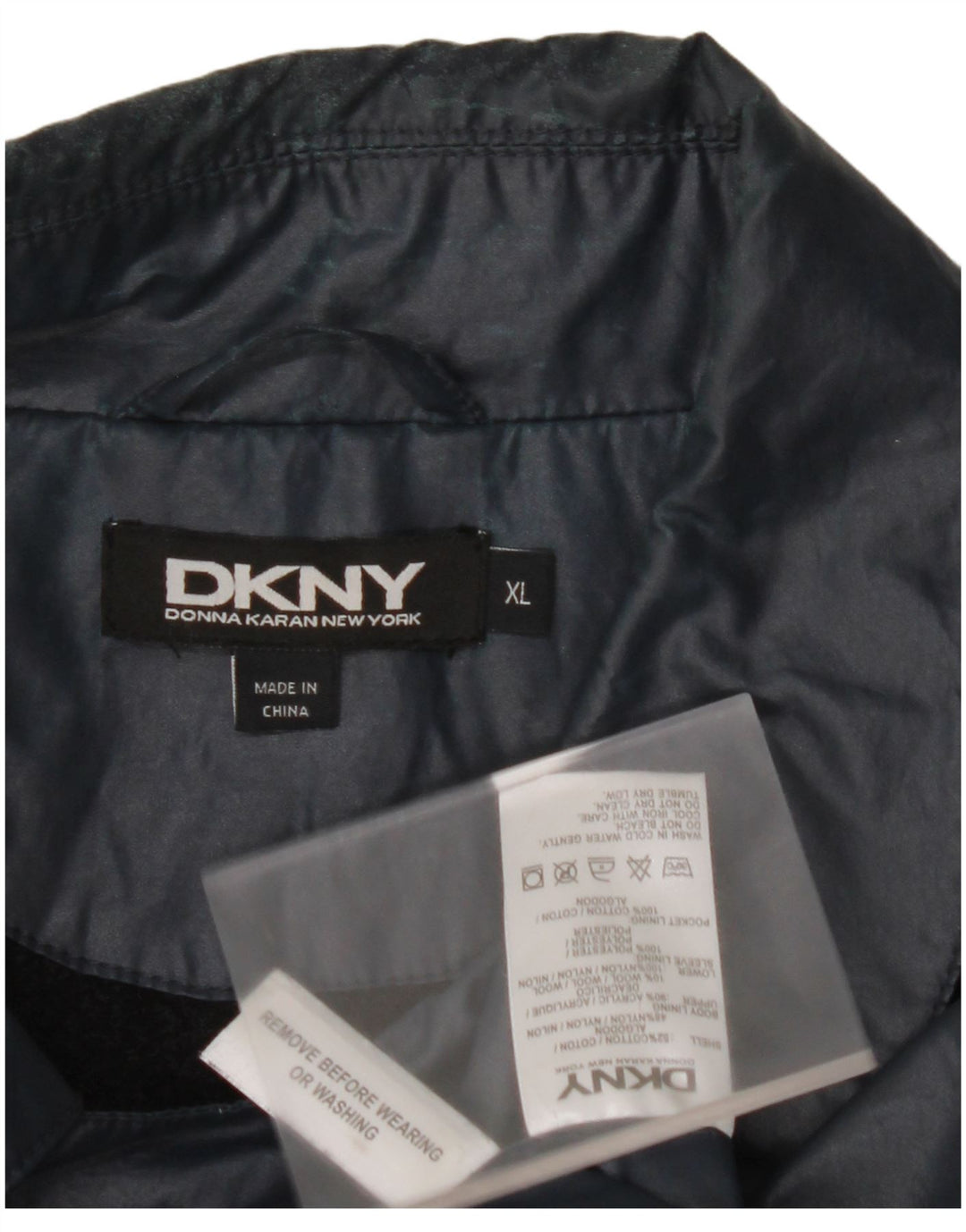DKNY Regnjakke til mænd UK 42 XL Marineblå Bomuld