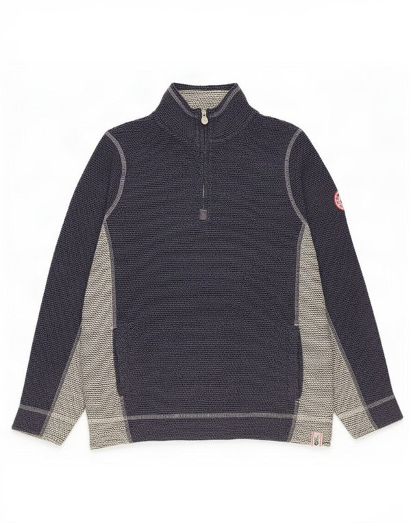 Weird Fish Dame Sweatshirt Jumper UK 14 Large Navy Blue Colourblock