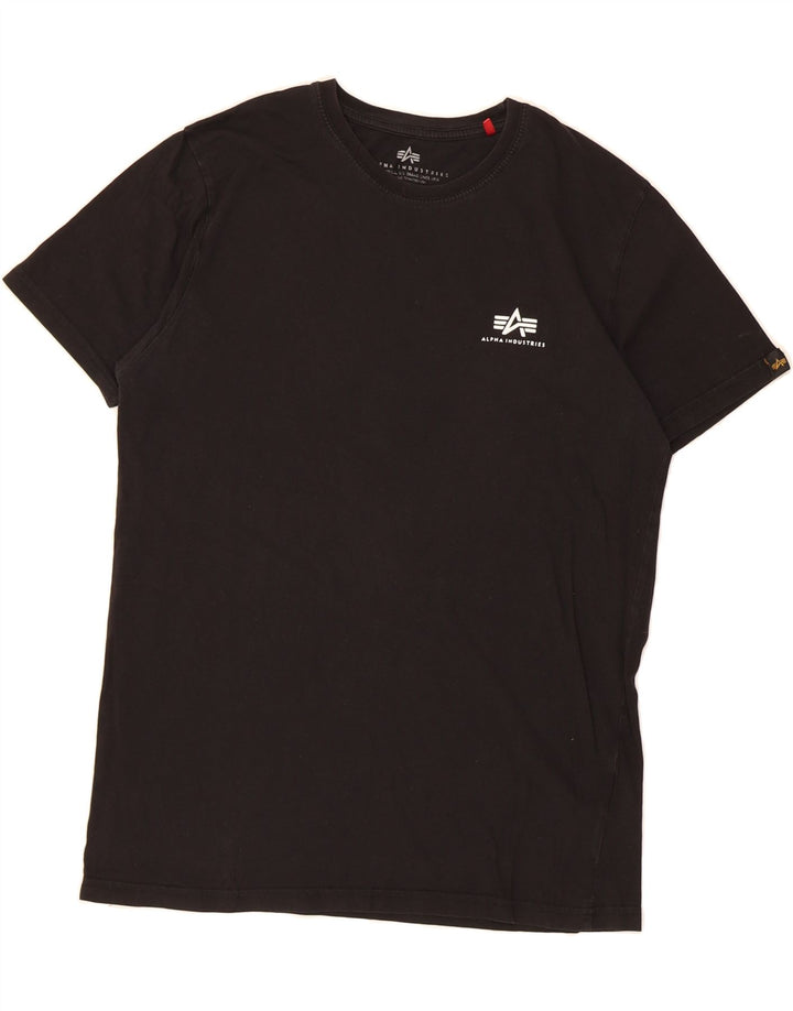 ALPHA INDUSTRIES Mens Graphic T-Shirt Top Large Black Cotton Vintage Alpha Industries and Second-Hand Alpha Industries from Messina Hembry 
