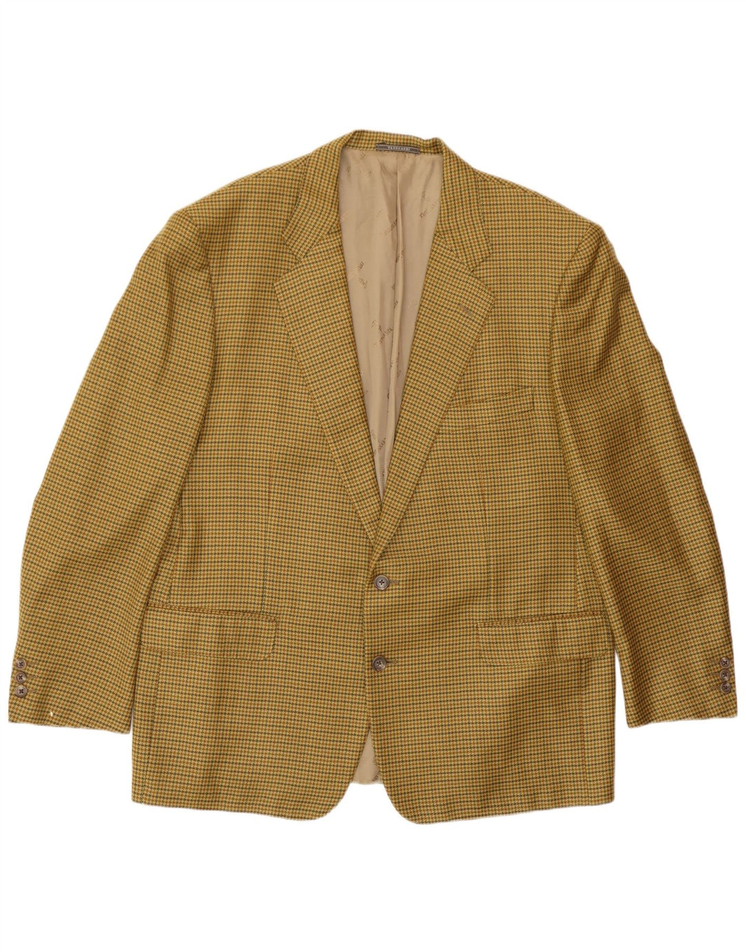 Trussardi Herre 2 Button Blazer Jacket IT 56 3XL Beige Houndstooth