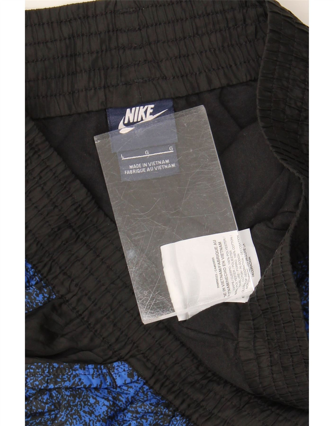 NIKE Womens Abstract Pattern Sport Shorts UK 14 Large  Blue Polyester Vintage Nike and Second-Hand Nike from Messina Hembry 