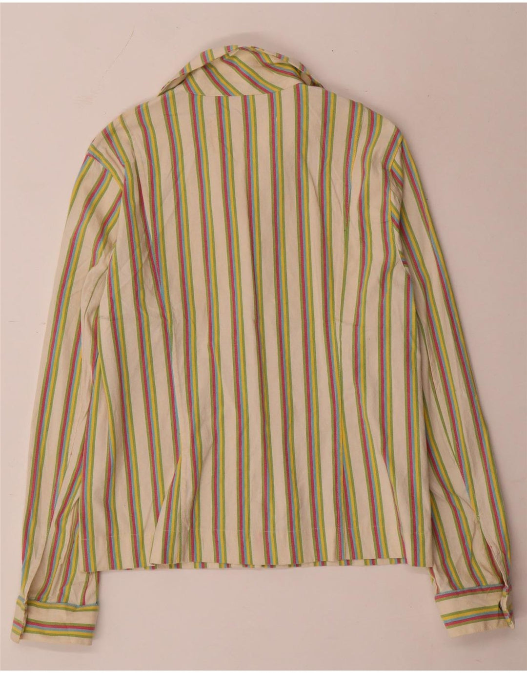 Vintage dameskjorte bluse IT 48 XL flerfarvet stribet bomuld