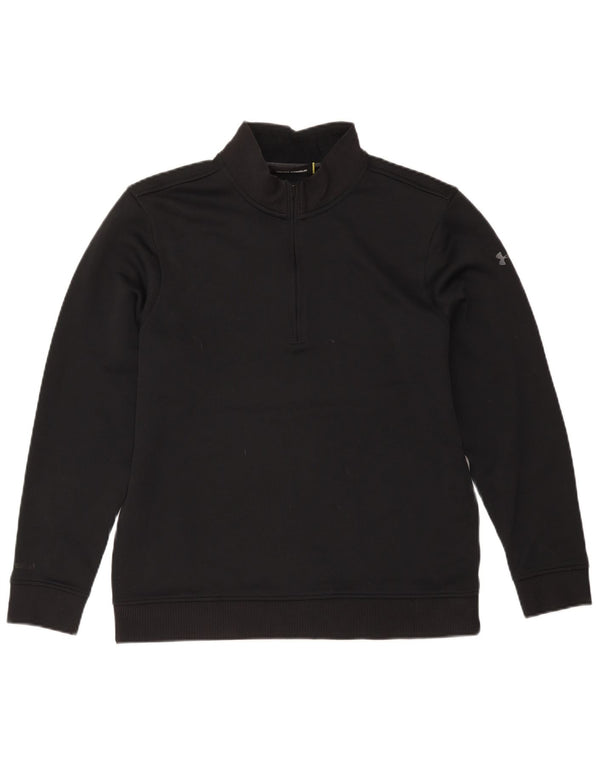 Under Armour Mens Zip Neck Sweatshirt Jumper Medium Black Polyester