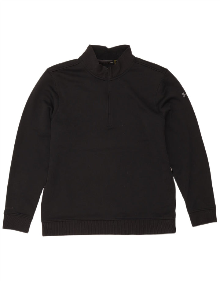 Under Armour Mens Zip Neck Sweatshirt Jumper Medium Black Polyester